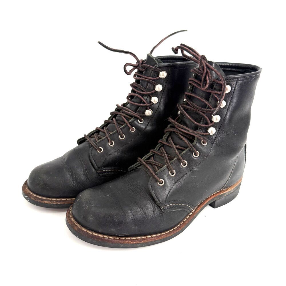 Red Wing Silversmith USA Women's Heritage 3361 Black 6.5 B Lace Up Utility Boot